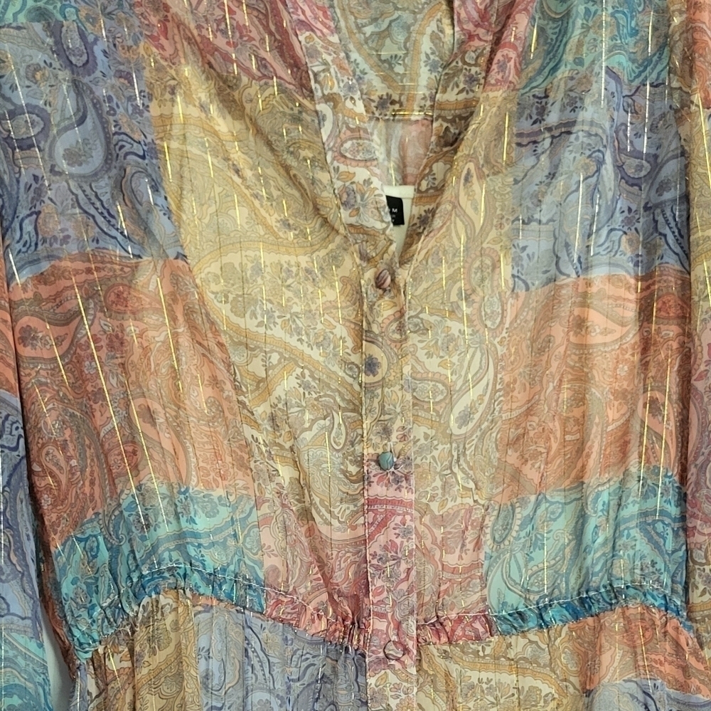 Boston Proper Patchwork Paisley Button-front Long… - image 2